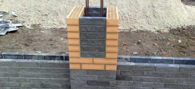 Кладка кирпичных столбов для забора